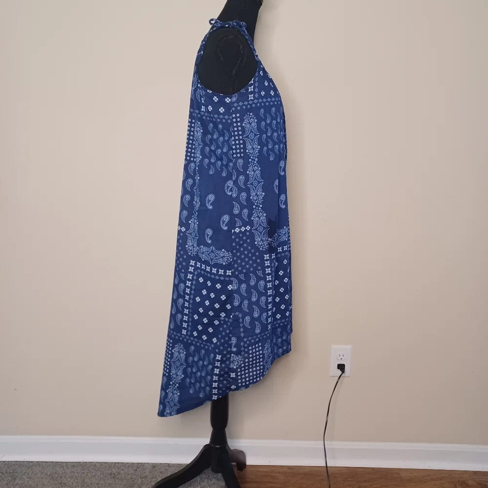 Old Navy Girls Bandana Print Cotton High Low Sun Dress Sz XL Navy Blue